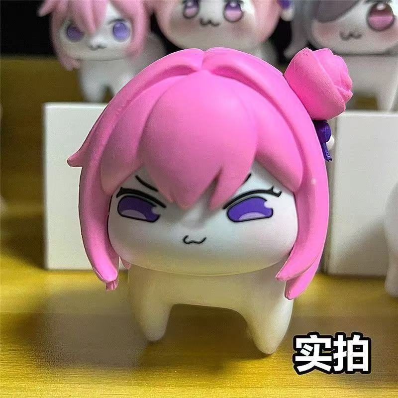 現品のdoronike勝利の女神桃楽糸q版の手はおもちゃの粉の犬のゲームのアニメの置物の公仔を作ります。|undefined
