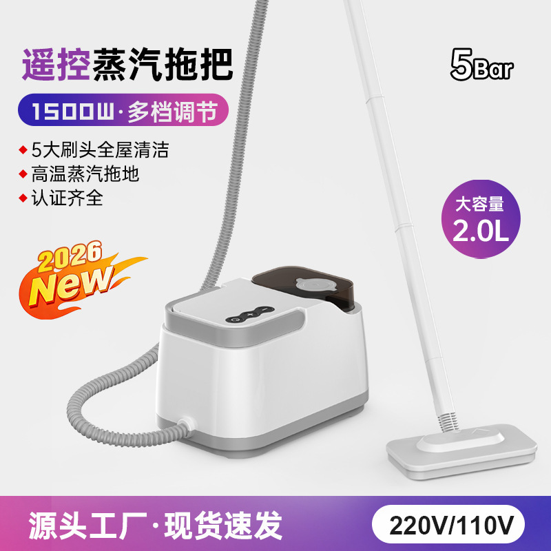 2026 Cross-Border New Product Household Steam Mop 1500W High Temperature Steam Cleaner Air Conditioner Bathroom 2L High Pressure