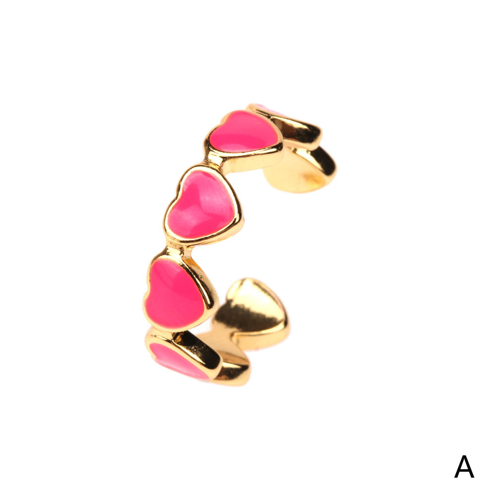 Vente En Gros Bague Ouverte En Cuivre Coeur De Couleur Unie Nihaojewelry display picture 17