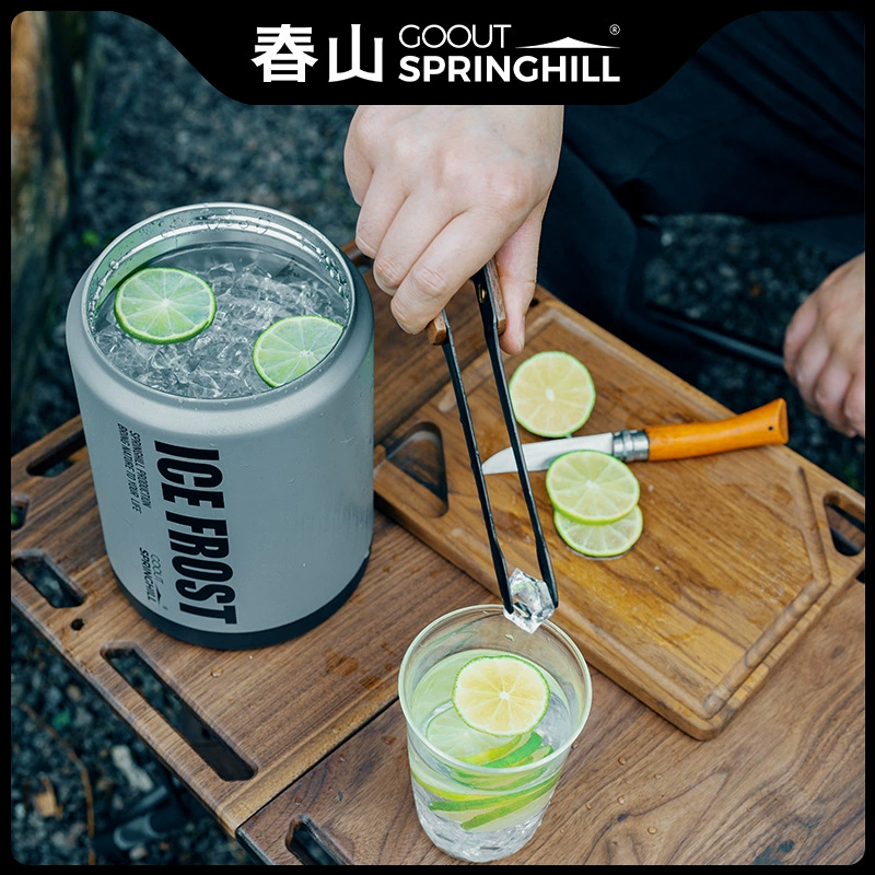 Серая морозная бочка для льда в весенних горах открытый кемпинг термос бочка для хранения кубиков льда бочка из нержавеющей стали портативный портативный термос