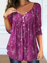 G 45221 Floral Print Button Blouse �黨Ŧ������ �羳ŷ��