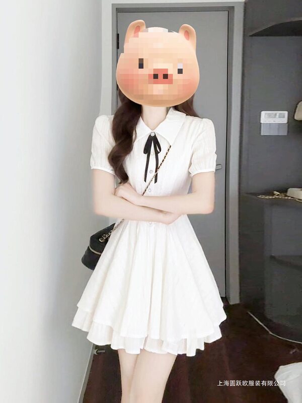 French White Shirt Dress for Women 2025 Summer New Giant Good-Looking Petite Temperament Waist Short Skirt
