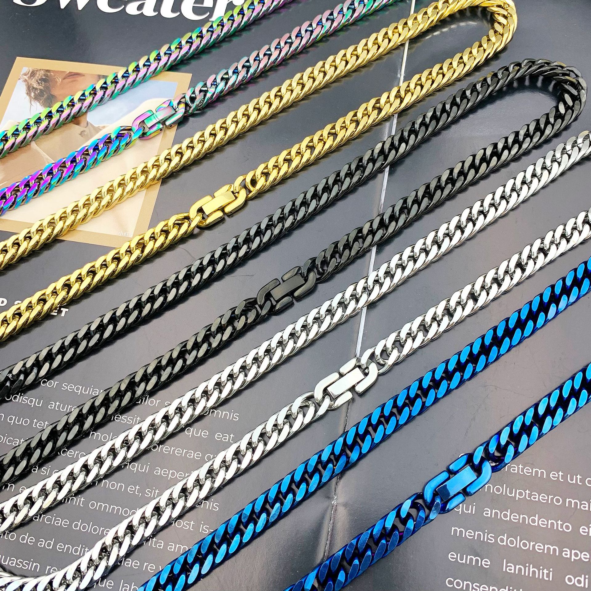 40g Weight Bracelets Classification Titanium Steel Chain Material Cuban Link Chain Curb Chain Chain Type 1 Piece Quantity Daily Occasion Titanium Steel Material Geometric Pattern All Seasons Season Men's Gender Hip-Hop Style Hip-Hop Geometric Titanium Steel Men's Bracelets Men's Chain Bracelets 12