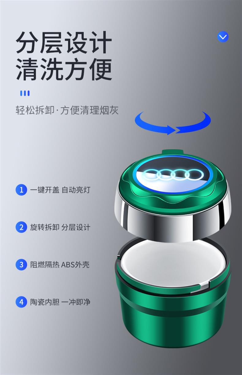 Car Ashtray with Cover, Automatic Creative Stylish, Trendyy Anti-fly Ash, High-end Artifact, Car Interior Supplies