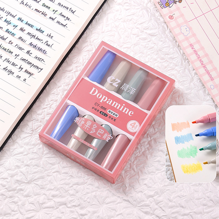 Resaltador de dopamina de color caramelo, resaltador de lápiz labial creativo, marcador de aula para estudiantes, bolígrafo de mano de color al por mayor
