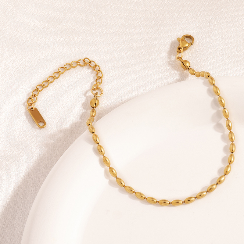 Beaded Chain, cable chain Chain Type 1 Piece Quantity Holiday, Daily Occasion PVD Coated Real Gold Plated Eye Solid Color 304 Stainless Steel Simple Style Waterproof Non Tarnish 304 Stainless Steel Lobster Trigger Clasp Closure Bracelets