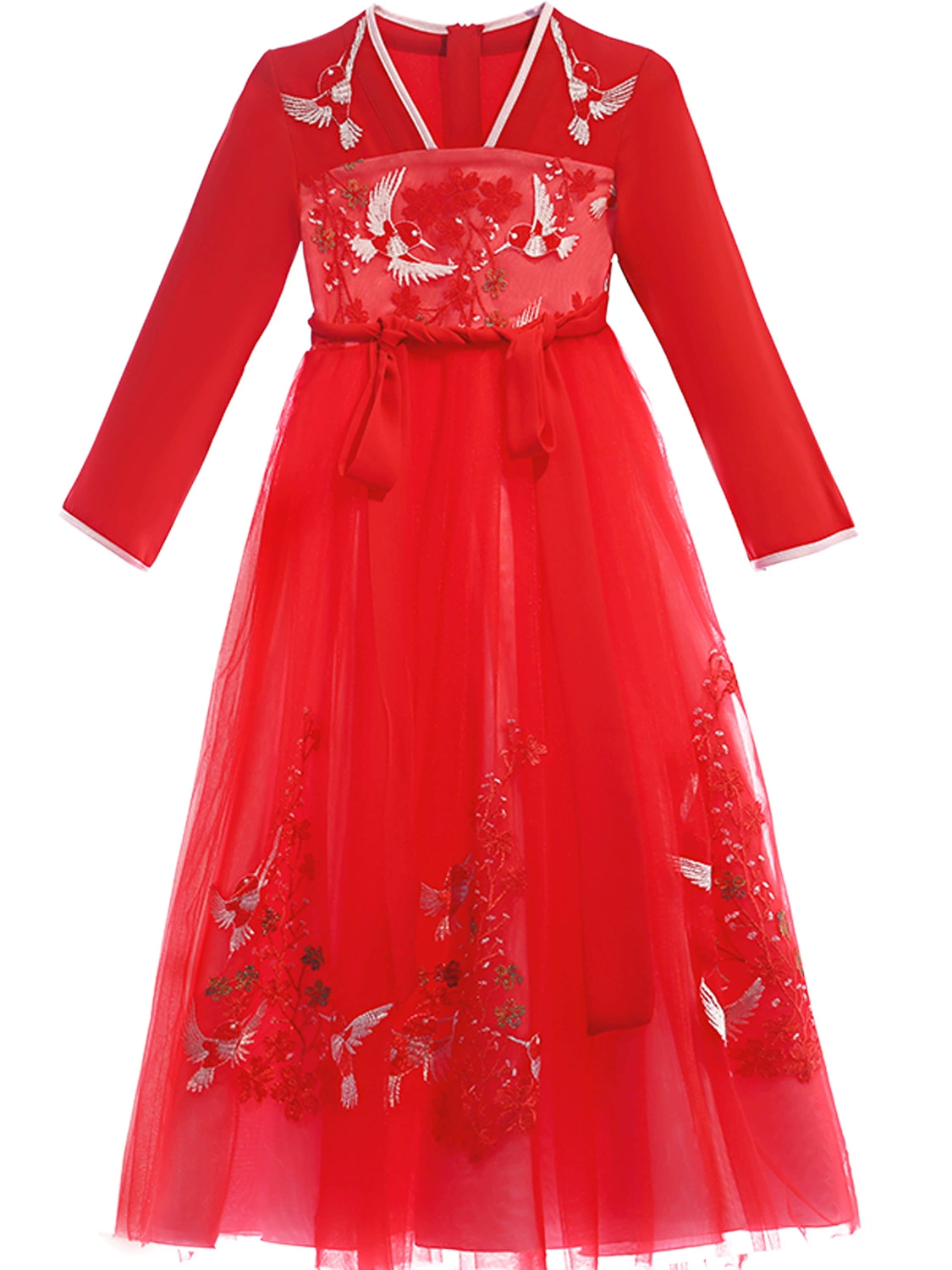 Spring Hanfu, children's dress, with embroidery, Chinese style