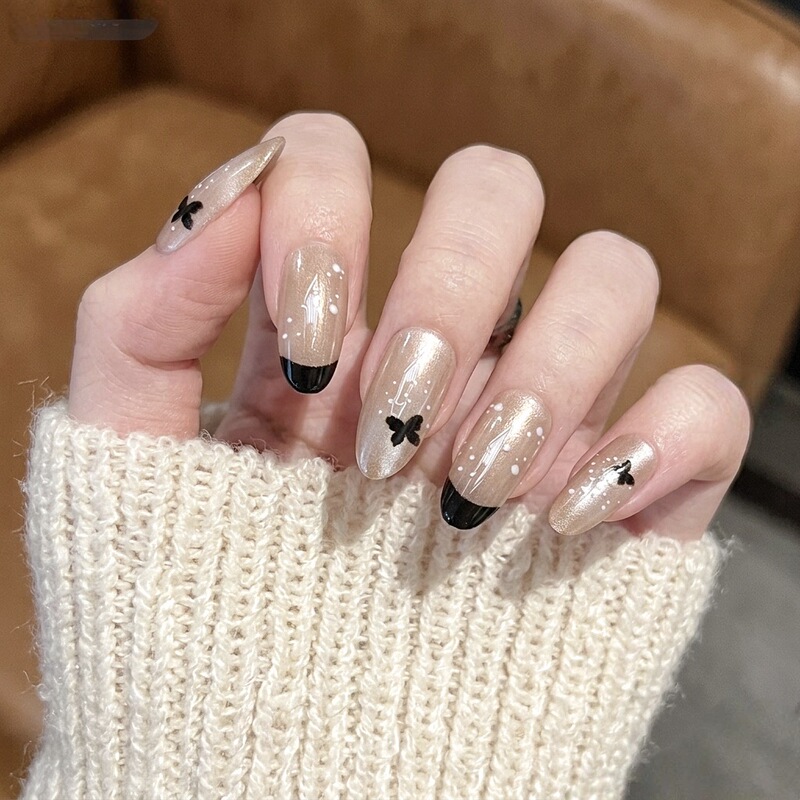 Blush Nail Art Explosions Patch Butterfly Cat's Eye Wear Armor Simple Advanced Fake Nail Finished Nail Pieces Wholesale Price