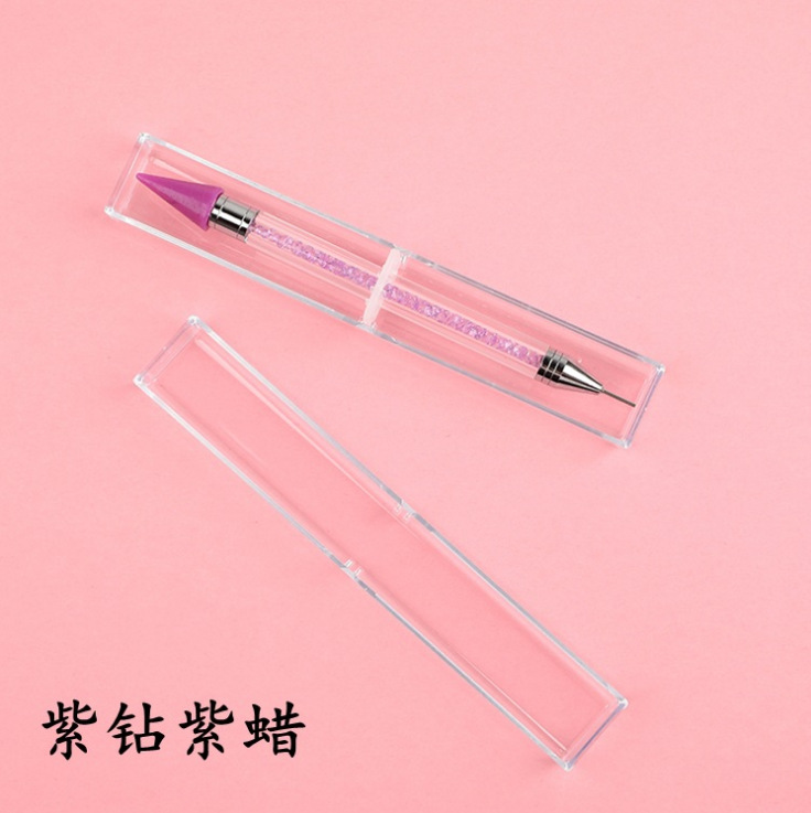 Pluma de belleza de uñas transfronteriza Nueva joyería de uñas rhinestone punto crayón de diamante de acero inoxidable de doble cabeza de doble uso