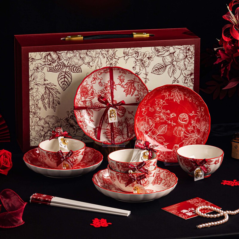 Rose Queen Ceramic Tableware, Bowls and Plates, Souvenir Set, Wedding Gift, Best Friend Engagement, High-Value Gift Box