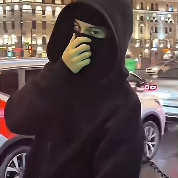 黒ロシア風ダブルキャップバンディットスウェットシャツメンズ秋冬ヘビーデニムパーカークリーンフィットカップル厚手コート