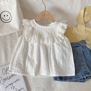 [2321 People Praise] 2025 New Summer Products for Girls, Sleeveless Lace Shirts, Doll Shirts, Collarless Children's Style