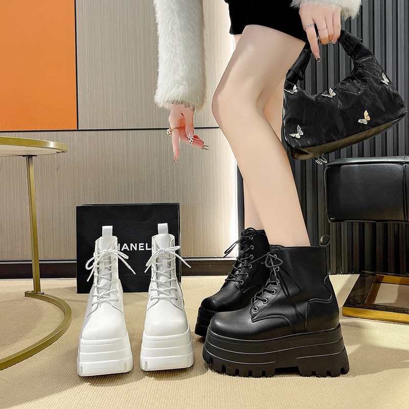 Autumn Popular Wedge Heel Increased Versatile Elegant Comfortable Cool Punk Universal Cos Fashion Thick-Soled Boots