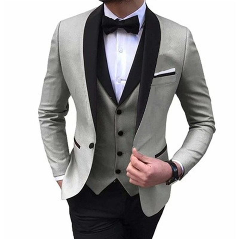 New Men's Suit Three-Piece Business Suit Groom Best Man Suit Dress Performance Ball Suit