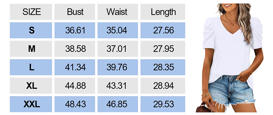 V-Neck Puff Sleeve Tee Image 1