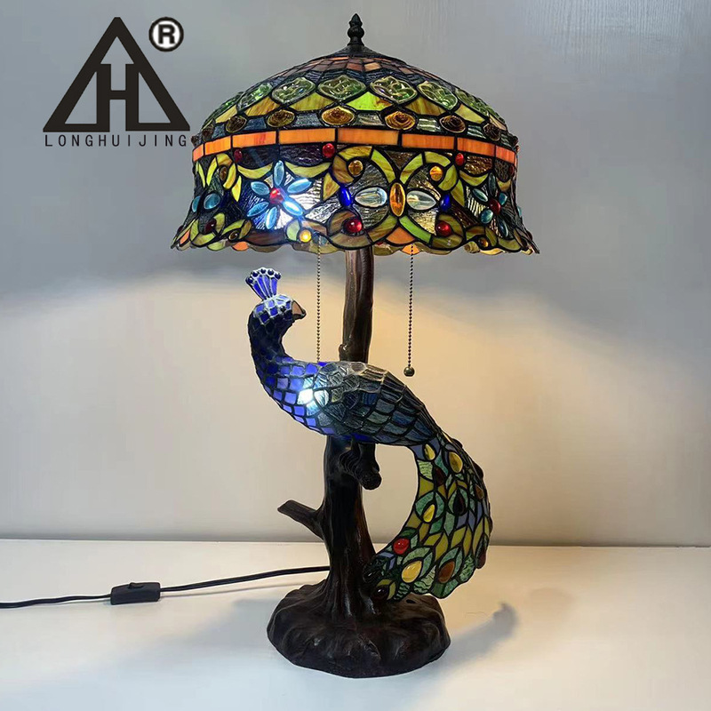 Tihui Jing Vanni Lighting American Amazon Vintage Stained Glass Bedroom Living Room Pastoral Bar Large Table Lamp