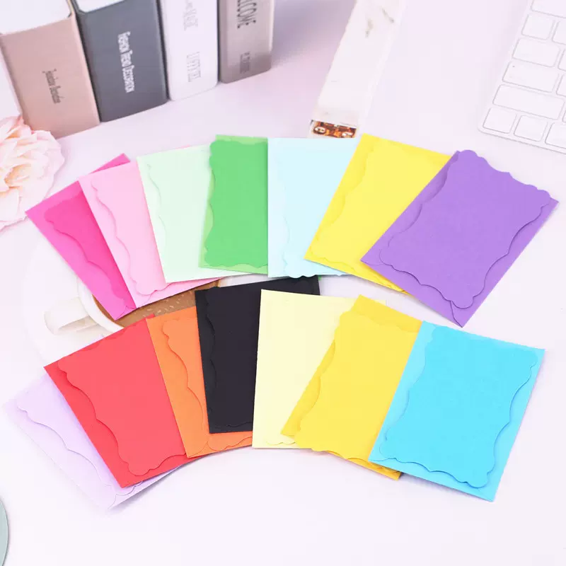 亚马逊彩色卡片批发空白彩胶纸加厚a7异形15色波浪小卡片包装套装