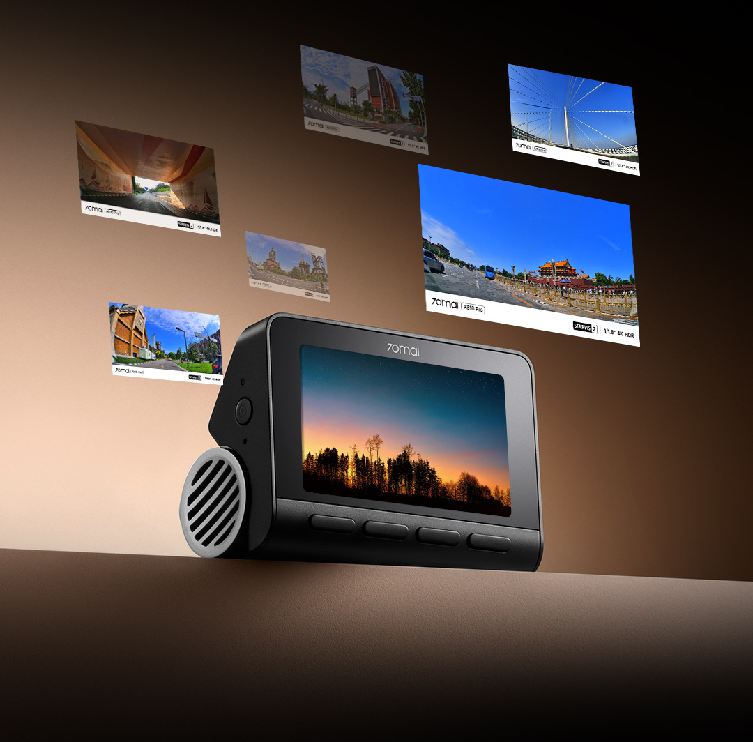 70Mai A810 Pro Dash Cam 4K Night Vision 70Mai Front and Rear Dual Recording Wireless Voice Control with Mobile Phone