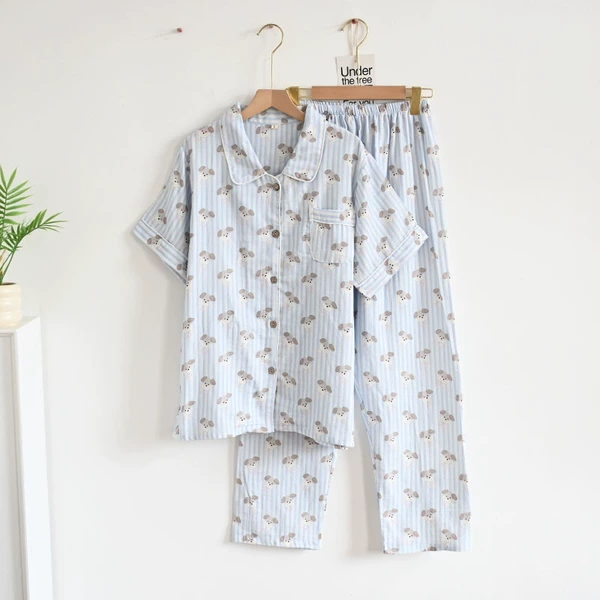 Striped puppy short-sleeved trousers