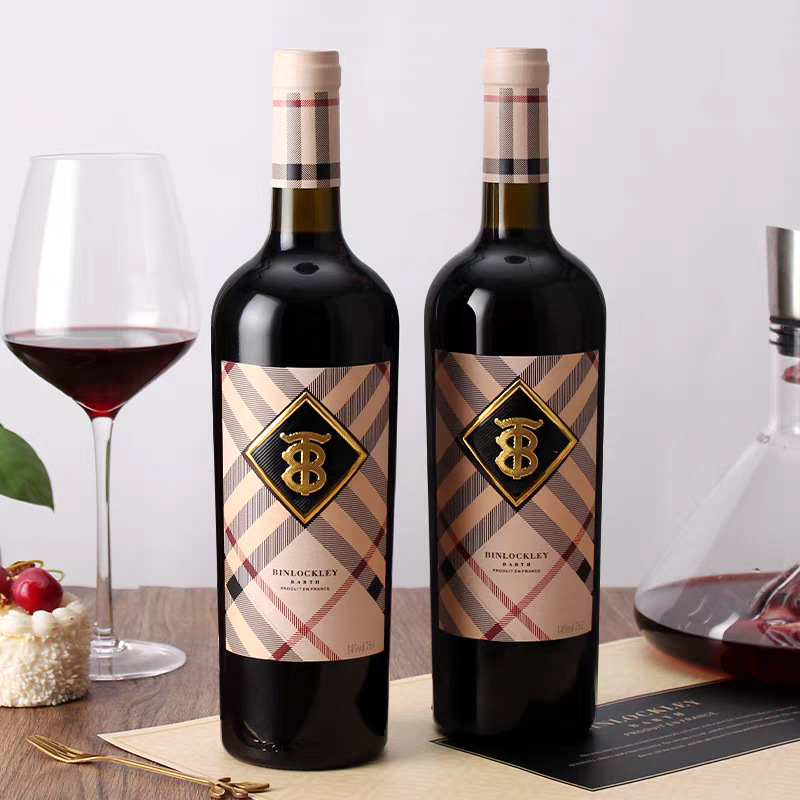 法国进口红酒 滨洛克利巴特干红葡萄酒14度丹魄佳酿 代发批发包邮