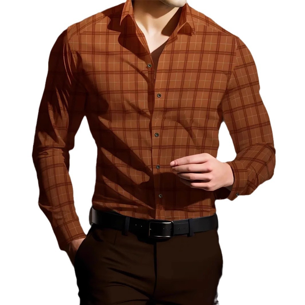 Versión coreana suelta de gran tamaño estilo universitario casual hermosa camisa de solapa estilo Hong Kong camisa a cuadros japonesa manga larga MB12 para hombre