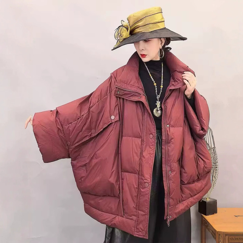 Loose-fitting thick down jacket for women, new winter style, age-reducing A-line mid-length with large pockets, fashionable white duck down coat Loose-fitting thick down jacket for women, new winter style, age-reducing A-line mid-length with large pockets, fashionable white duck down coat
