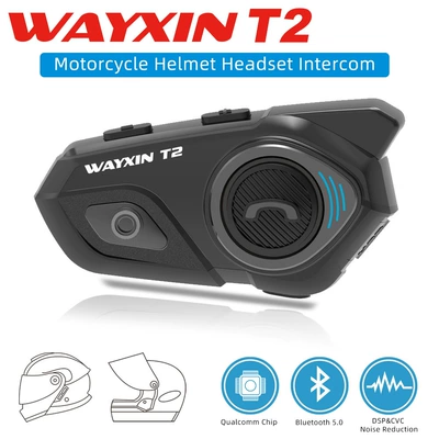 Wayxin Motorcycle Helmet Headset Bluetooth Helmet Headset Helmet Intercom 2 Person Talk T2