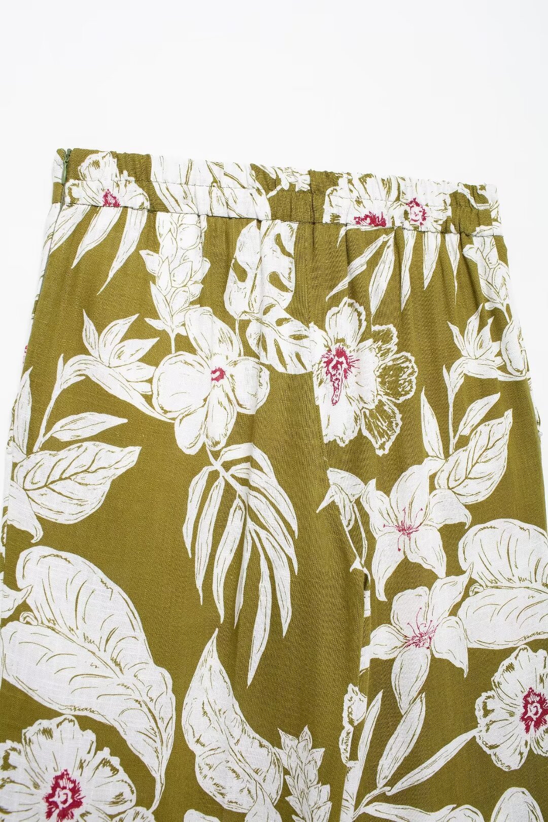 Women's linen blend flower print suit jacket pants dress set_voghion.com