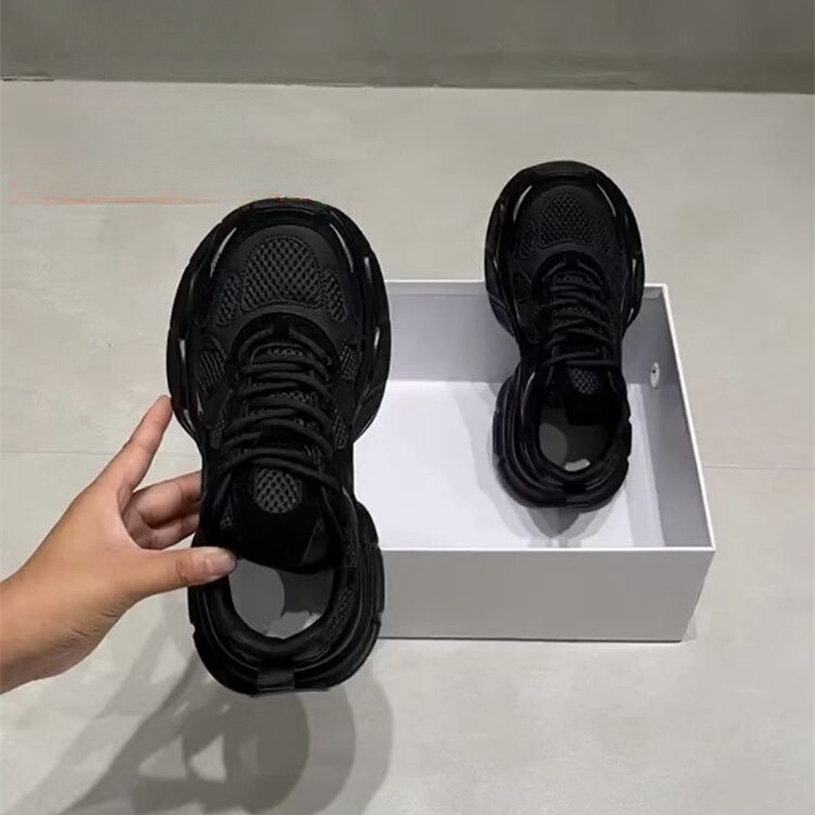 Black Warrior Dad Shoes for Women 2024 New Mesh Summer Breathable Sneakers Casual Thick-Soled Versatile Height-Increasing Shoes