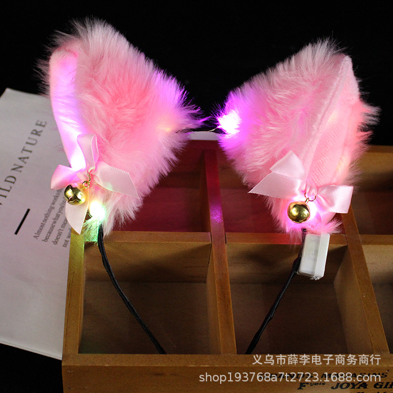 Luminoso Fox diadema Fox felpa Orejas de conejo orejas de gato horquilla bar concierto puesto diadema luminosa