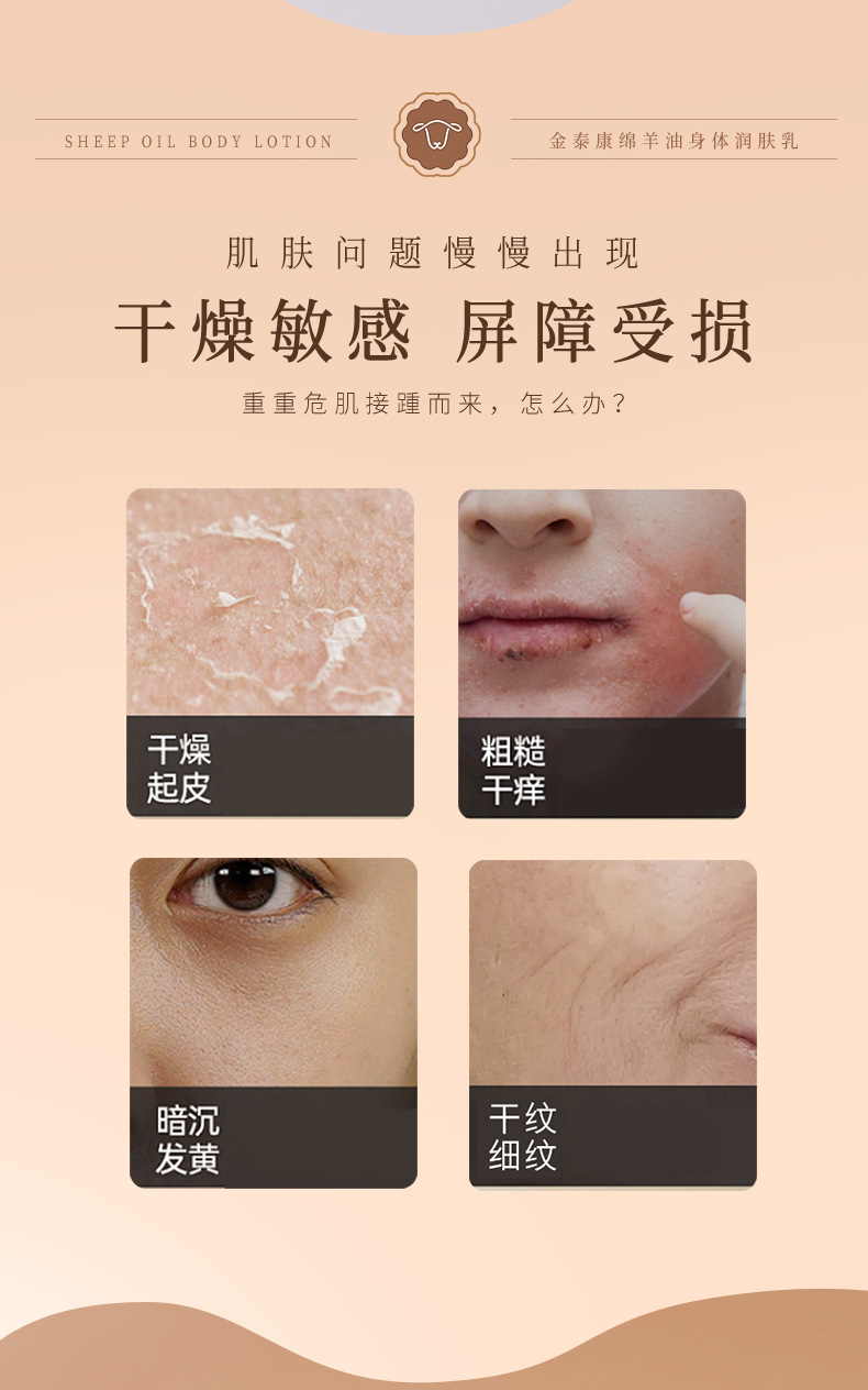 Jintaikang Gardenia Astragalus Sheep Oil Body Lotion Autumn Winter Moisturizing Long Lasting Fragrance 520g in use