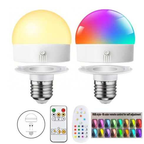 Transfronterizo estadounidense sin cable alimentado por batería lámpara de pared fuente de luz USB carga RGB bombilla de temporización de control remoto