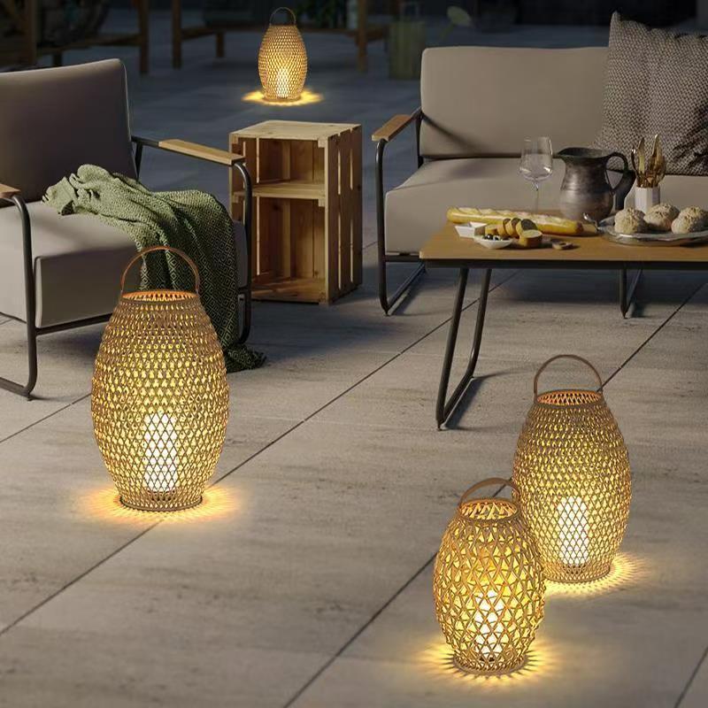 Villa Courtyard Lamp Garden Atmosphere Portable Lamp Waterproof Woven Floor Lamp Outdoor Solar Lawn Lamp Terrace Lamp
