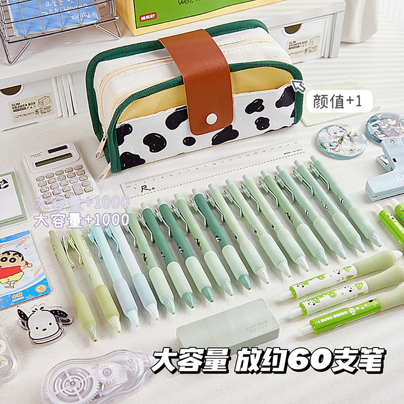 Bolsa de bolígrafo retro retro de alta calidad, alta capacidad para niñas, caja de papelería de alto valor facial, bolsas de papelería para estudiantes de secundaria primaria