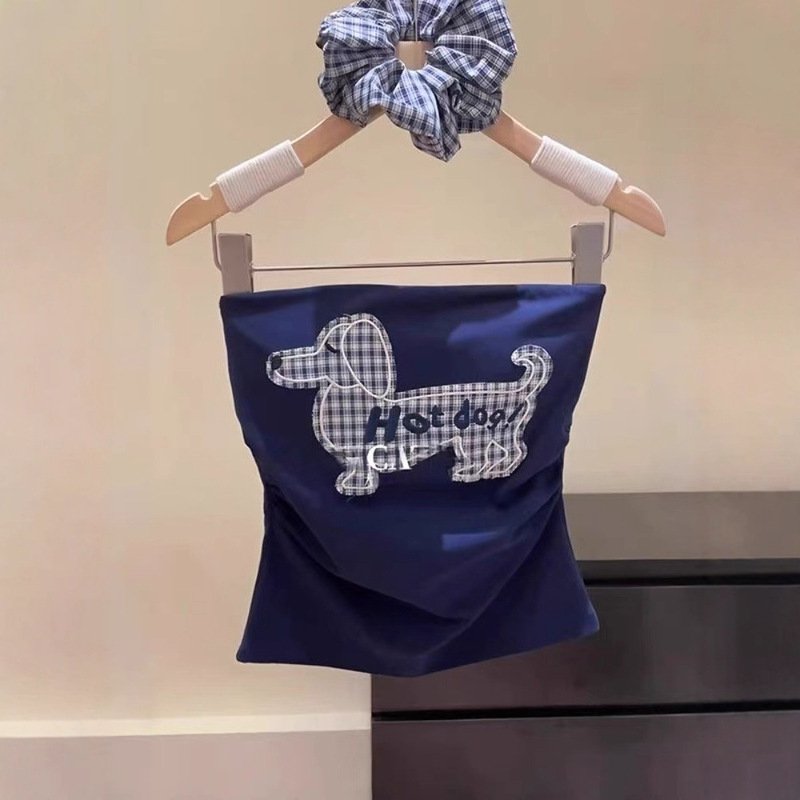 2025 Spring/Summer Cross-Border European and American Y2K Pure Desire Sexy Solid Color Off-Shoulder Backless Knitted High-End Tube Top for Women