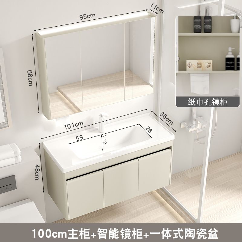 36 amplia crema de acero inoxidable lavabo baño gabinete combinación lavabo cerámica integrado pequeño apartamento Baño