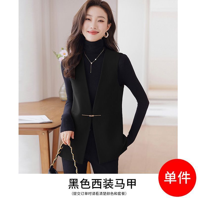 黑色西装马甲女2025春新款叠穿无袖背心外套洋气休闲外搭坎肩|undefined