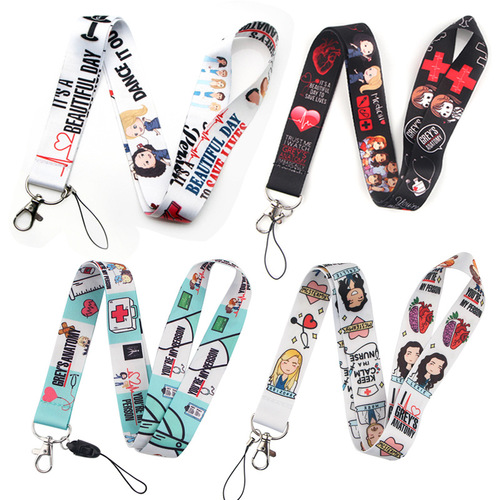 American TV series Grey's Anatomy mobile phone lanyard ID camera tag hanging neck key chain anti-lost pendant jewelry