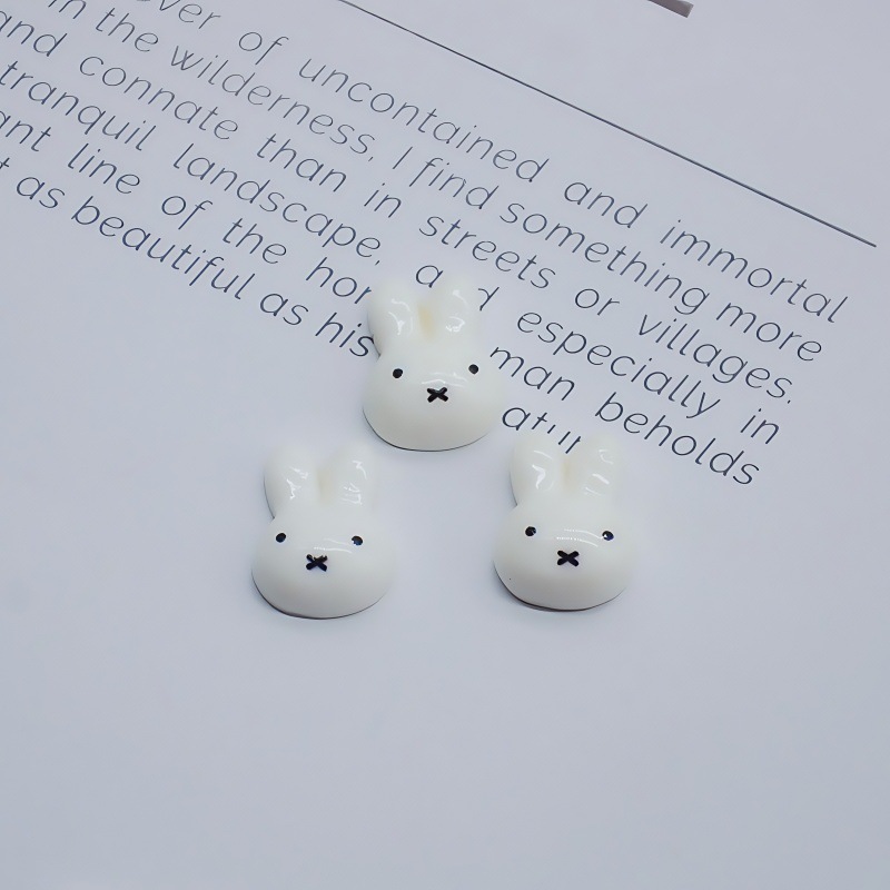 Miffy adorable cabeza de conejo resina de manicura accesorios hechos a mano pegamento crema diy clip para el cabello accesorios para el cabello con cáscara de teléfono móvil agujero zapatos agujero image 7