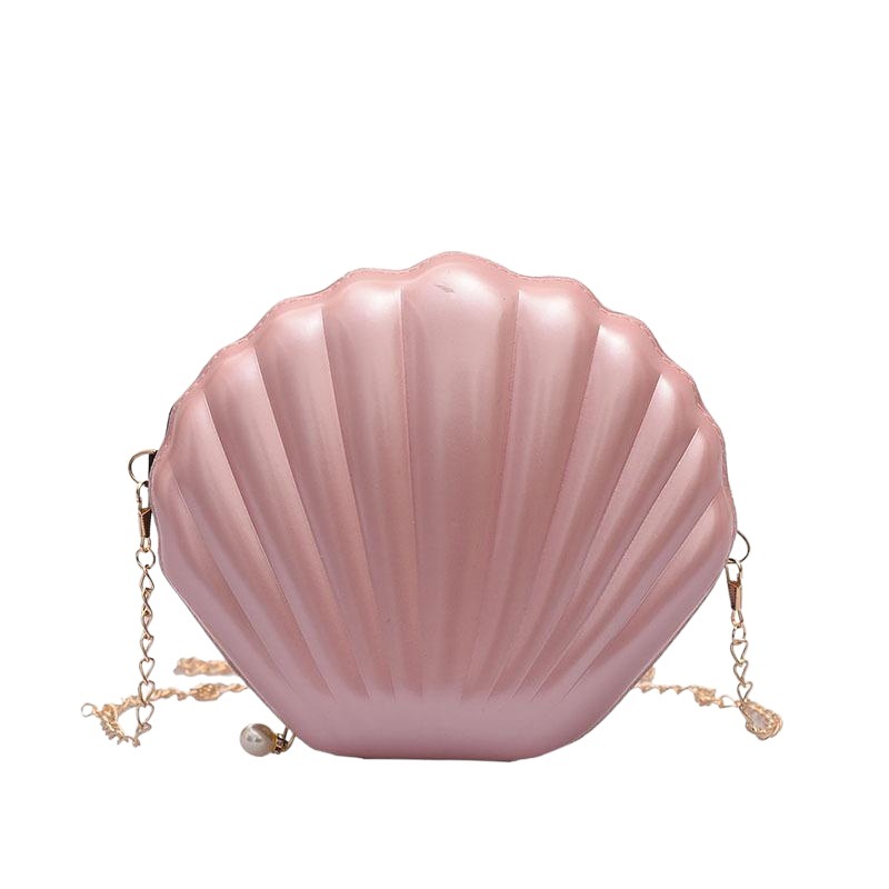 Western Style Net Red Shell 2020 New Women's Fashion ins Textured Solid Color Chain Crossbody Small Bag Patent Leather Scallop Bag