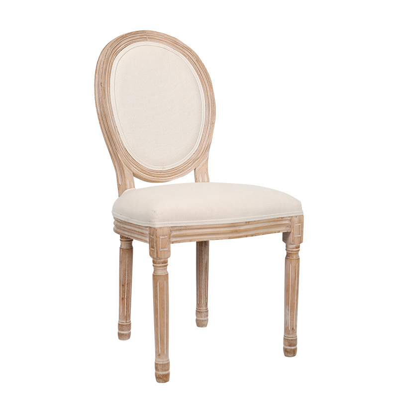Silla de comedor de estilo crema de Amazon transfronteriza, cómoda silla de comedor con respaldo de algodón y lino, silla de comedor para el hogar, silla de madera maciza nórdica