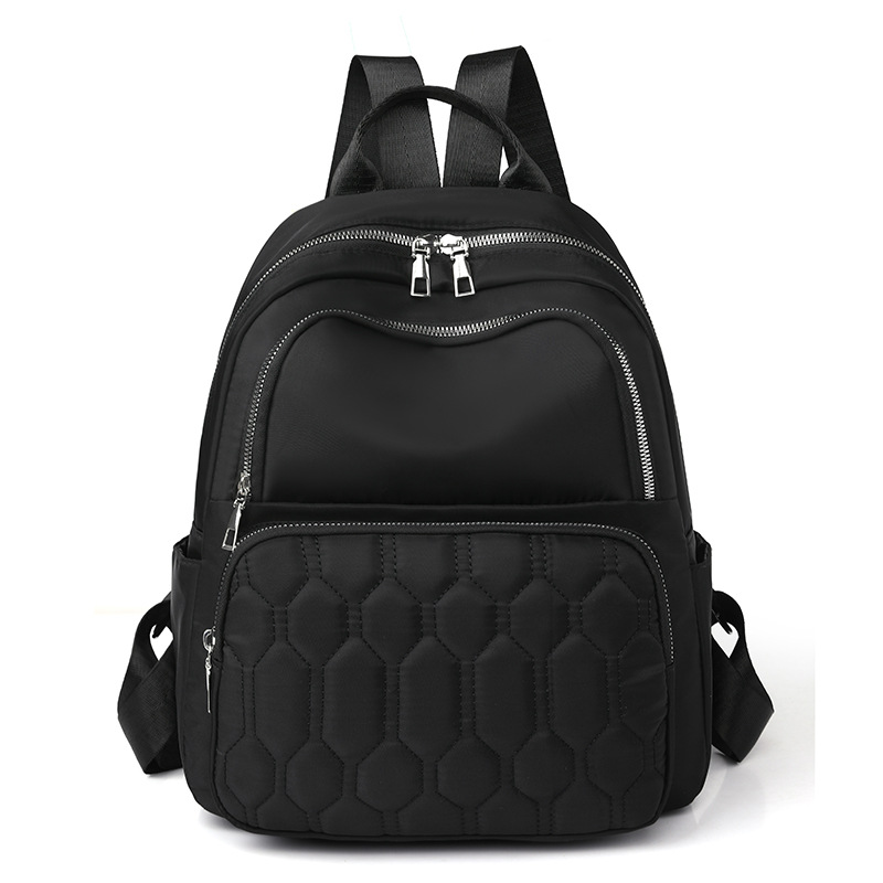 Fábrica al por mayor 2023 nueva mochila de nailon casual para mujer, línea de bordado de moda, mochila de viaje de gran capacidad, mochila escolar