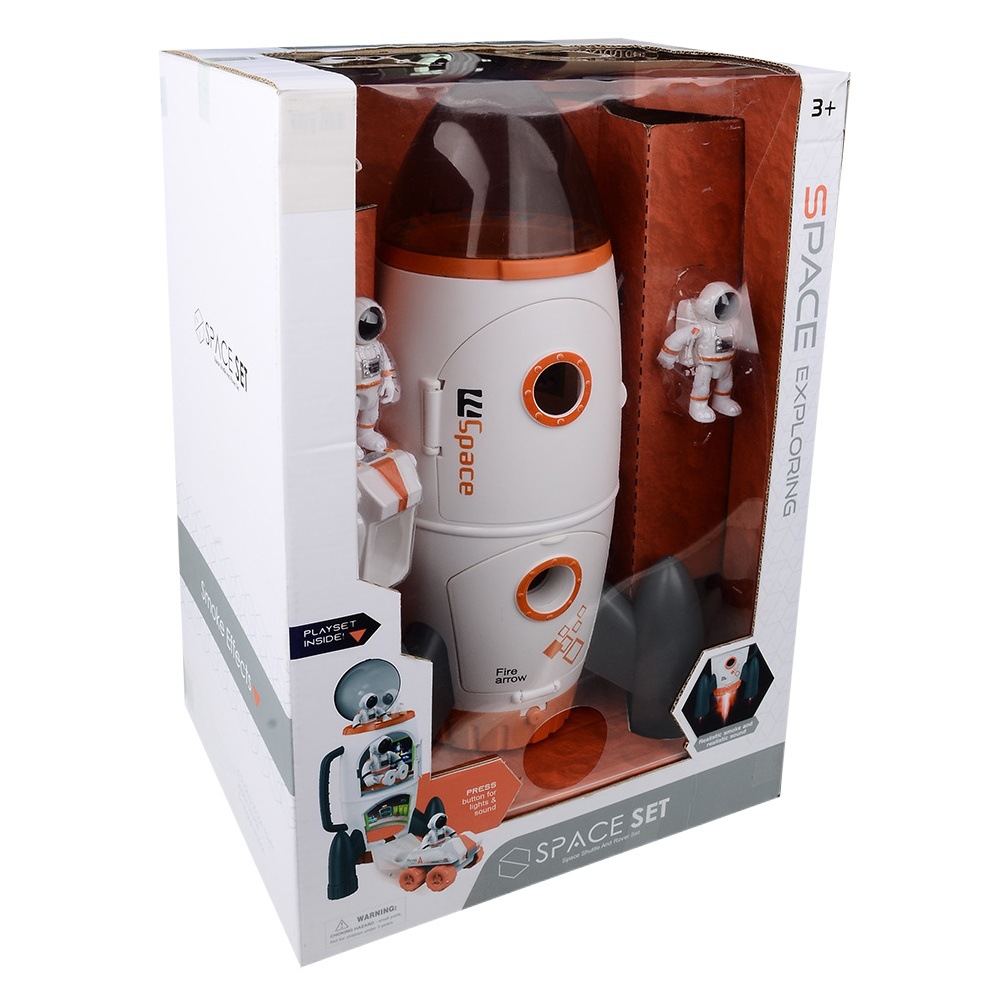 Modelo de aviación dedicado transfronterizo de simulación de cohetes tripulados estación espacial Cápsula de retorno rompecabezas de educación temprana para niños 4 en 1 traje