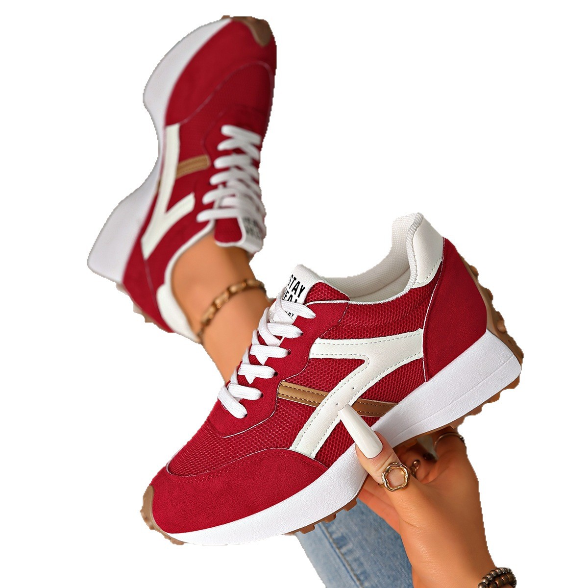 Spot zapatos deportivos de cintura pequeña mujer 2026 primavera y verano nuevos zapatos casuales de estudiantes de malla gruesa zapatos deportivos Gump zapatos de mujer