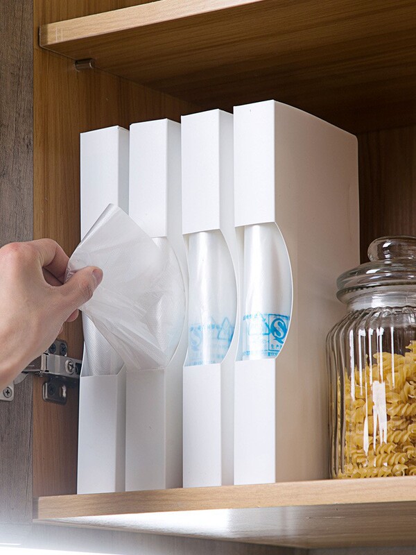 Punch-Free Garbage Bag Storage Box Artifact Household Wall-Mounted Plastic Bag Collection Box Kitchen Convenience Bag Storage Box