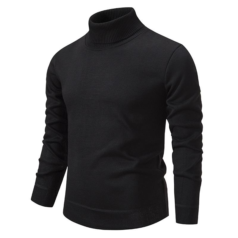 Cross-Border 2026 Autumn and Winter Men's Turtleneck Sweater, Men's Fleece-Lined Knitwear, Men's Pullover, Long-Sleeve Base Layer