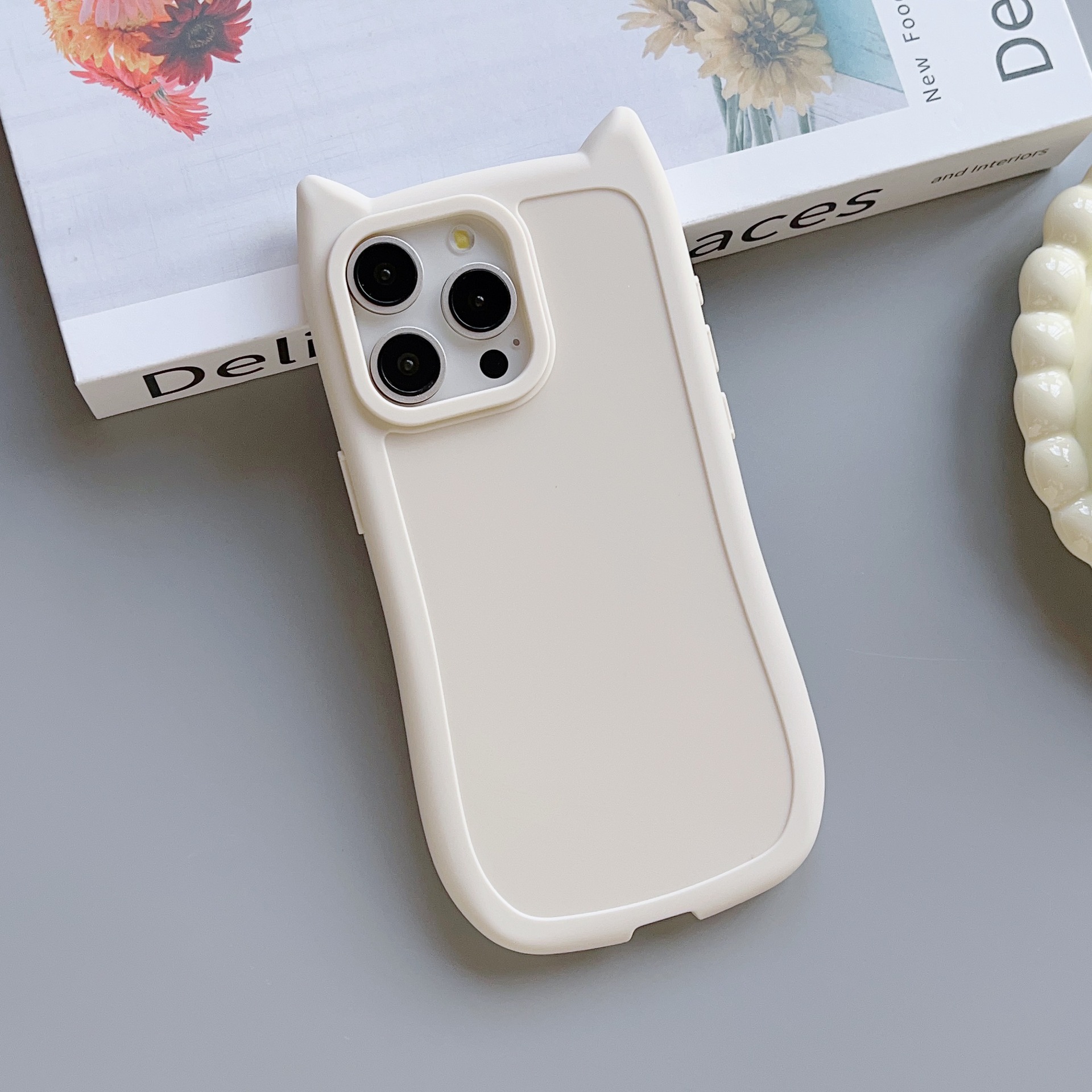 Miniatura y transparente para orejas de gato para Apple 16 caso de teléfono celular iphone 15pro personalidad creativa 13pro nicho 11