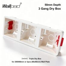 3位50mm深度86英规/英标石膏板接线盒PVC开关插座底盒暗盒干线盒