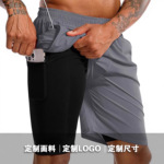 专业外贸工厂跨境定制亚欧美码休闲跑步速干透气双层男防走光短裤