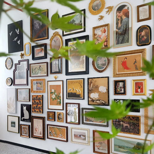 New Chinese French niche combination decorative painting cultural background wall hanging painting exhibition hall whole wall painting American style combination painting